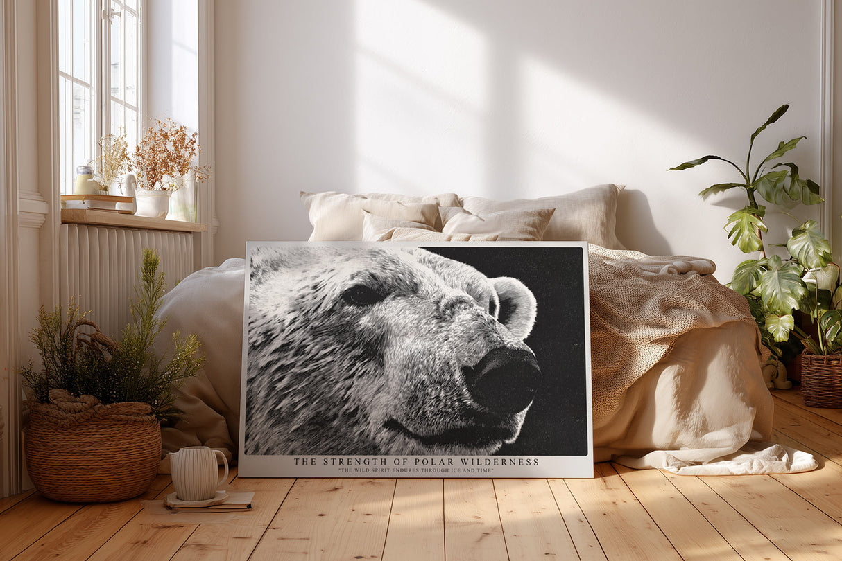 Paul Sinus Wandbild The Strength of Polar Wilderness ausdrucksstarkes Tiermotiv eines Eisbären in monochromer Darstellung