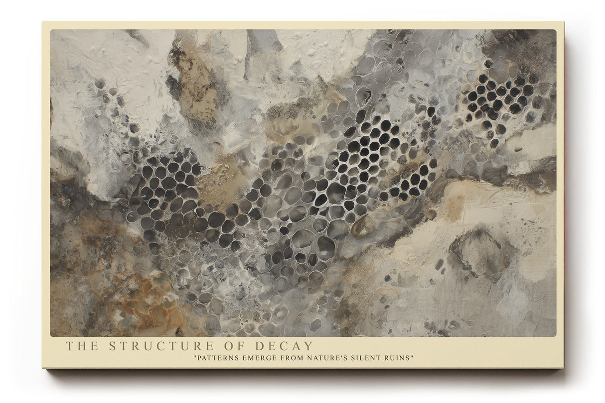 Paul Sinus Wandbild The Structure of Decay abstraktes Naturmotiv in erdigen Grau- und Beigetönen mit organischen Mustern