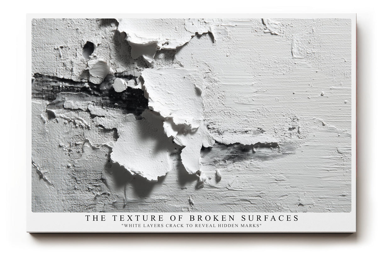 Paul Sinus Wandbild The Texture of Broken Surfaces abstraktes Strukturmotiv mit aufgebrochenen weißen Farbschichten