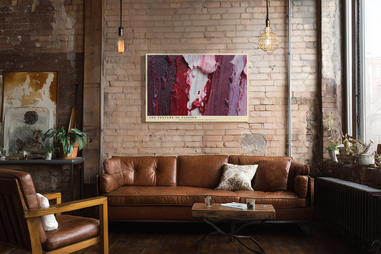 Paul Sinus Wandbild The Texture of Passion – ausdrucksstarke Farbstruktur in Rot und Violett symbolisiert Emotion, Tiefe und kreative Energie
