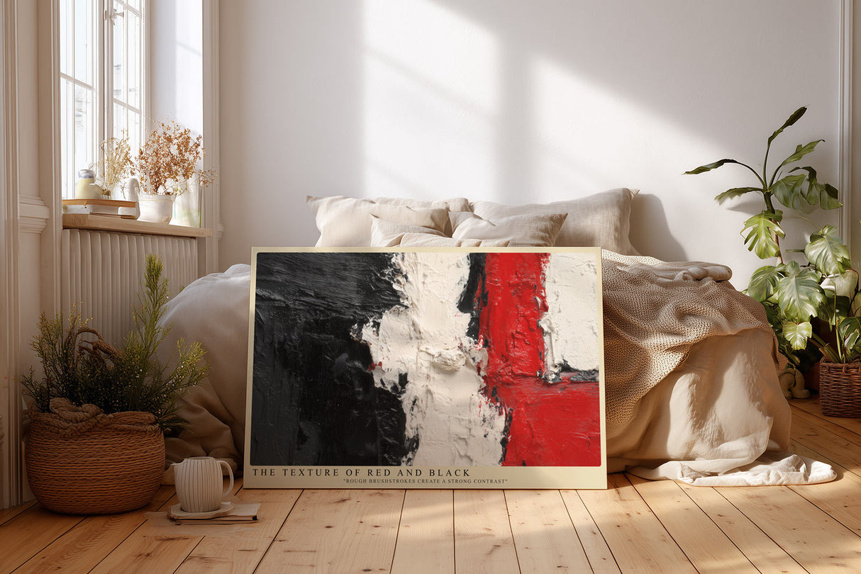Paul Sinus Wandbild The Texture of Red and Black Rough Brushstrokes Create a Strong Contrast