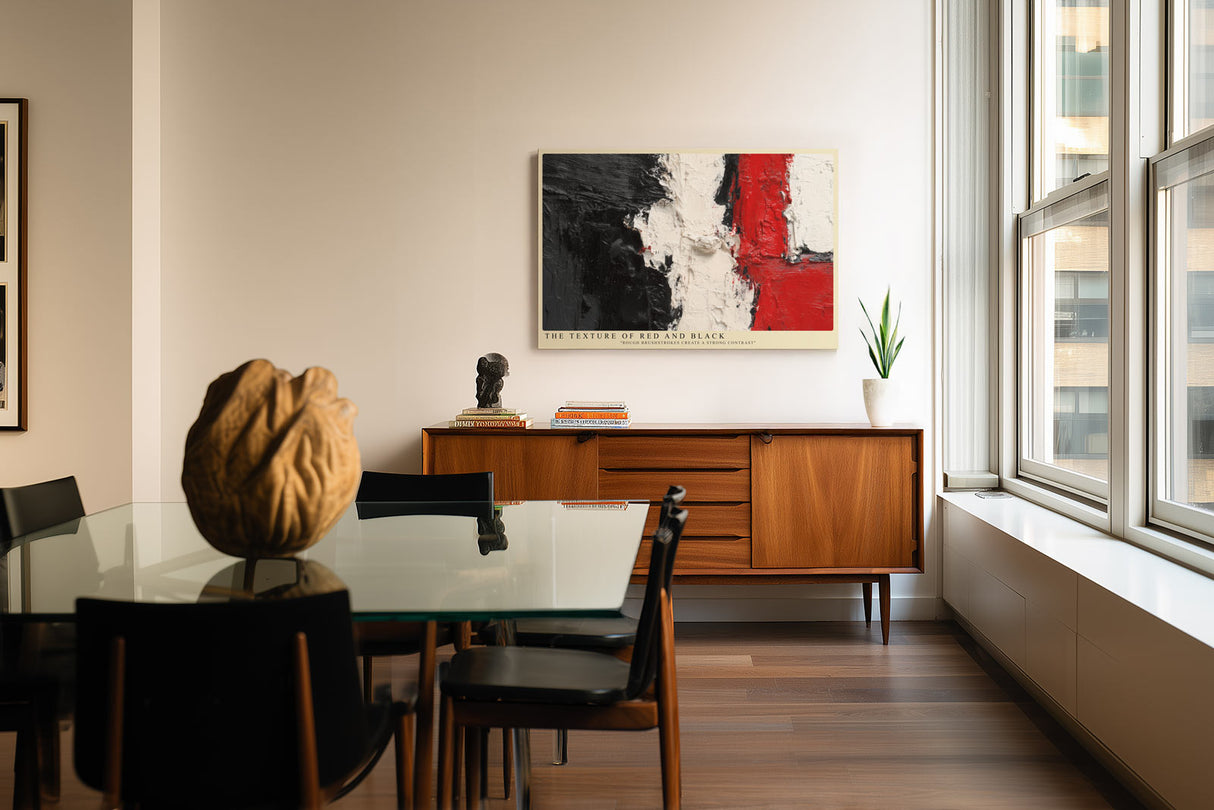 Paul Sinus Wandbild The Texture of Red and Black Rough Brushstrokes Create a Strong Contrast