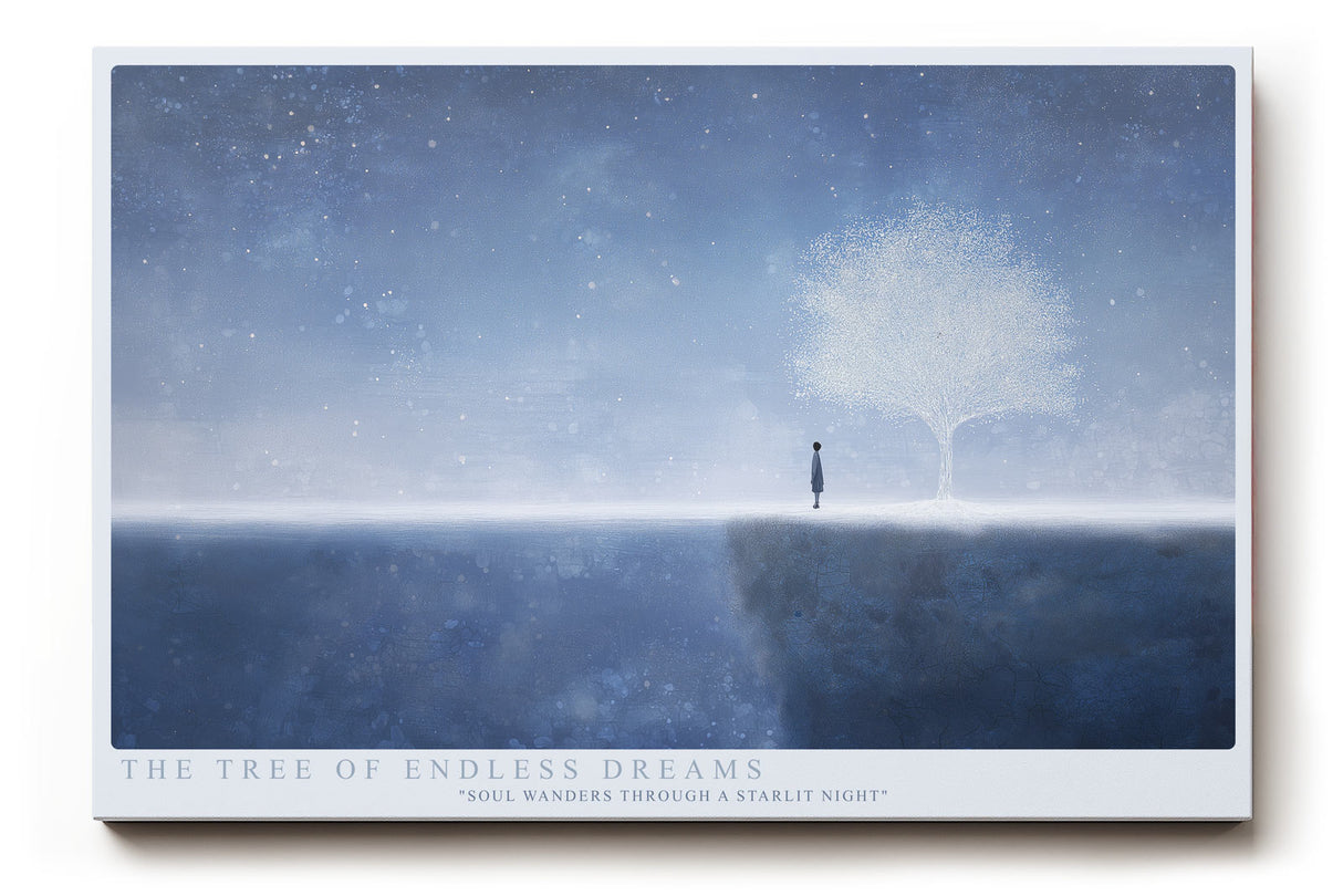 Paul Sinus Wandbild The Tree of Endless Dreams Nightscape of Hope and Reflection in Blue