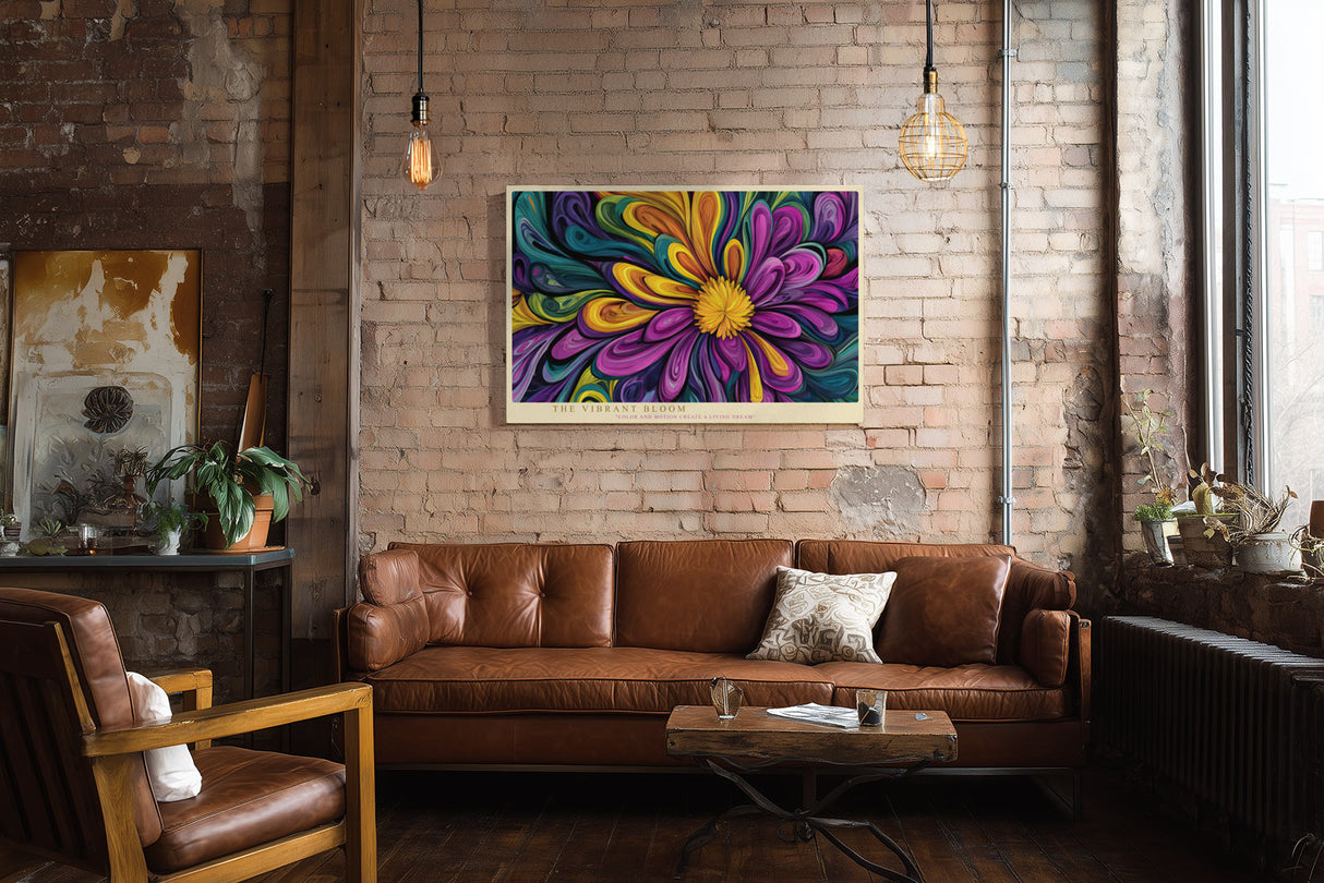 Paul Sinus Wandbild The Vibrant Bloom – farbenprächtige Blüte in dynamischer Bewegung symbolisiert Lebensfreude, Energie und künstlerische Leidenschaft
