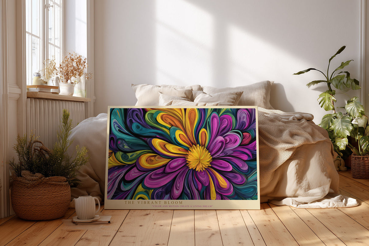 Paul Sinus Wandbild The Vibrant Bloom – farbenprächtige Blüte in dynamischer Bewegung symbolisiert Lebensfreude, Energie und künstlerische Leidenschaft