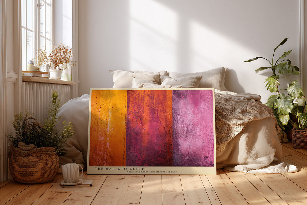 Paul Sinus Wandbild The Walls of Sunset Abstract Texture in Orange Pink and Red Passion