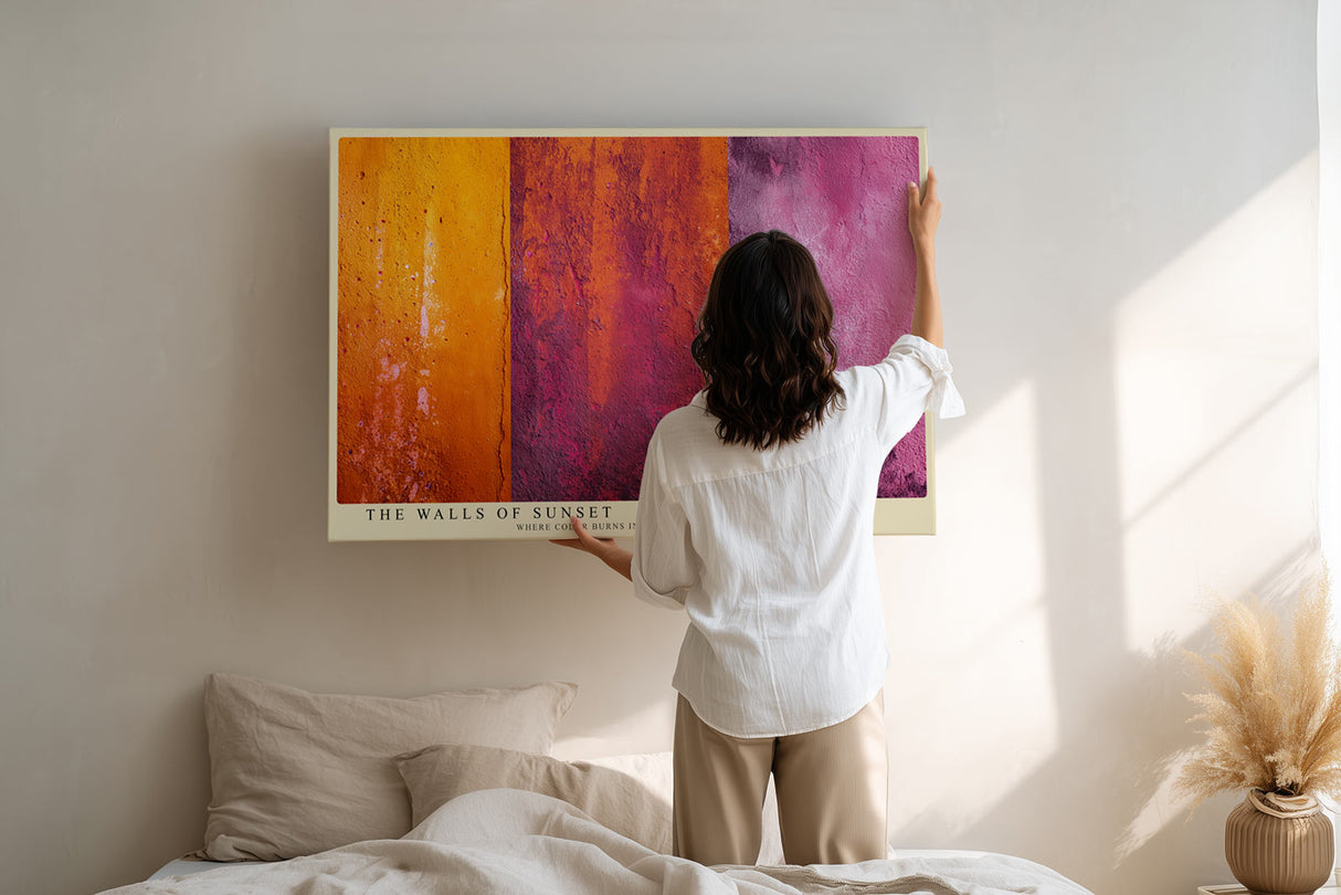 Paul Sinus Wandbild The Walls of Sunset Abstract Texture in Orange Pink and Red Passion