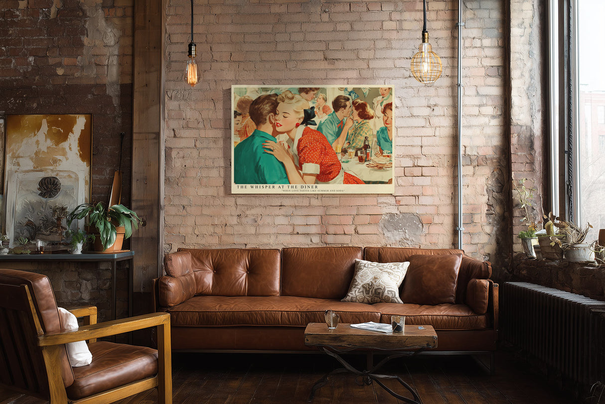 Paul Sinus Wandbild The Whisper at the Diner Vintage Romance in Summer Colors