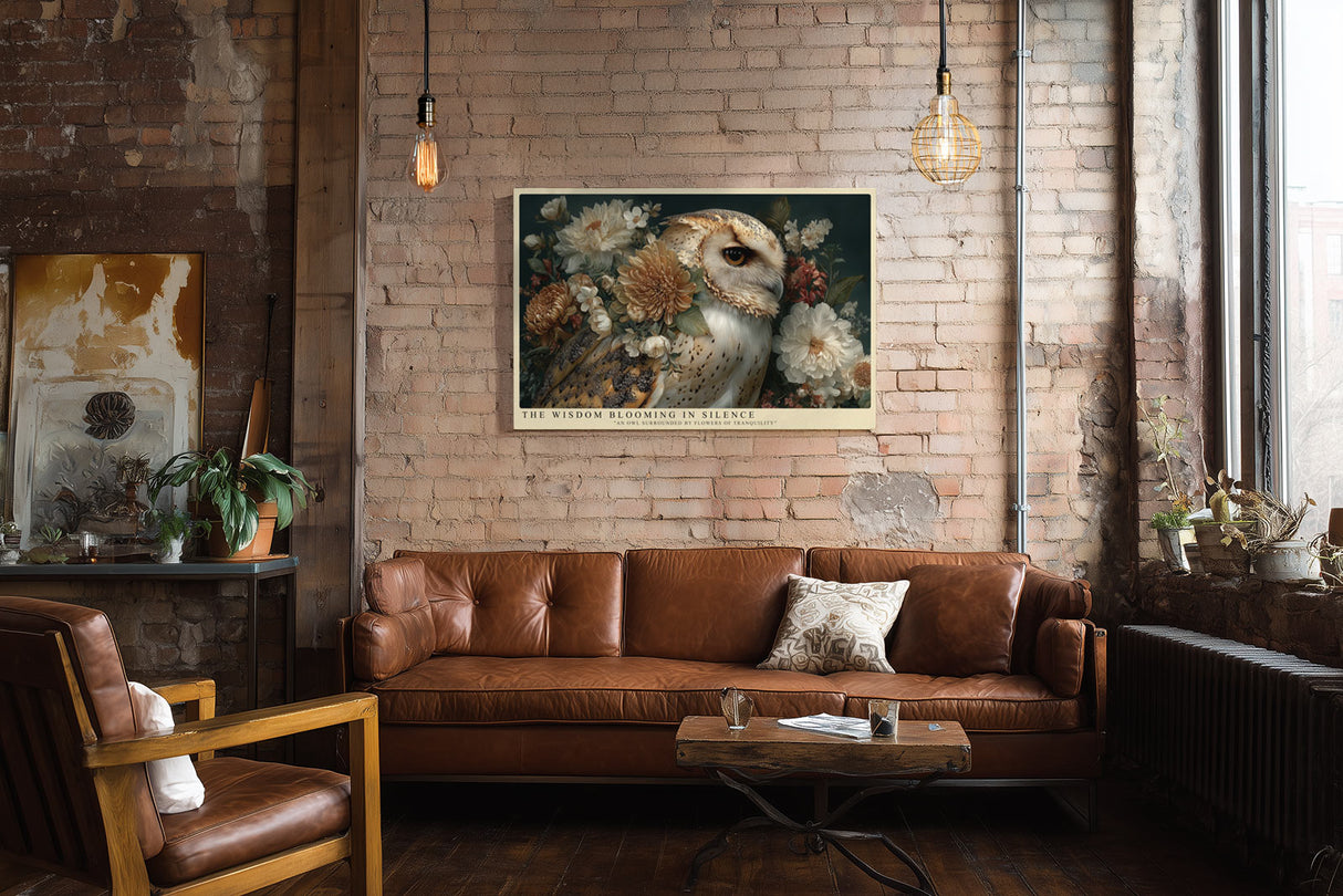 Paul Sinus Wandbild The Wisdom Blooming in Silence Owl among Tranquil Flowers