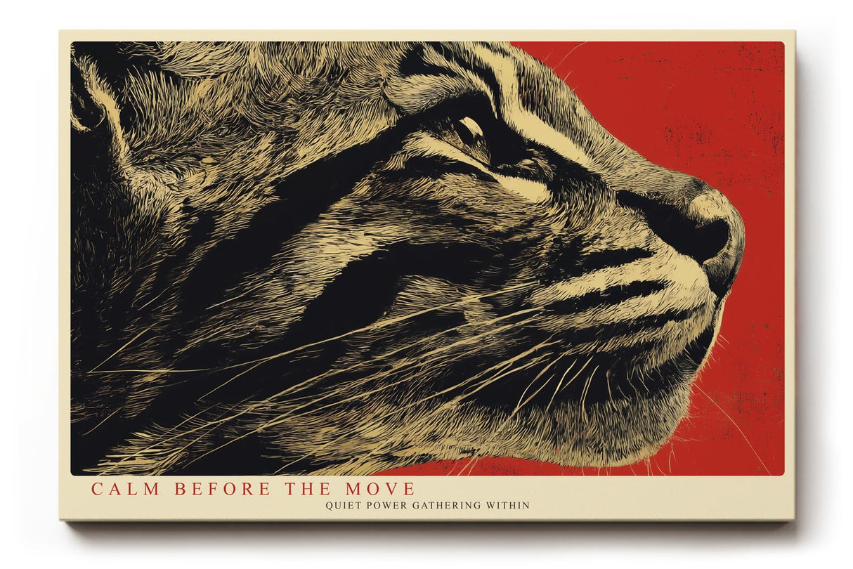Paul Sinus Wandbild 120x80cm Tiger Portrait moderne Tier Illustration mit roten Hintergrund stilvolle Wanddekoration fuer Wohnzimmer Büro
