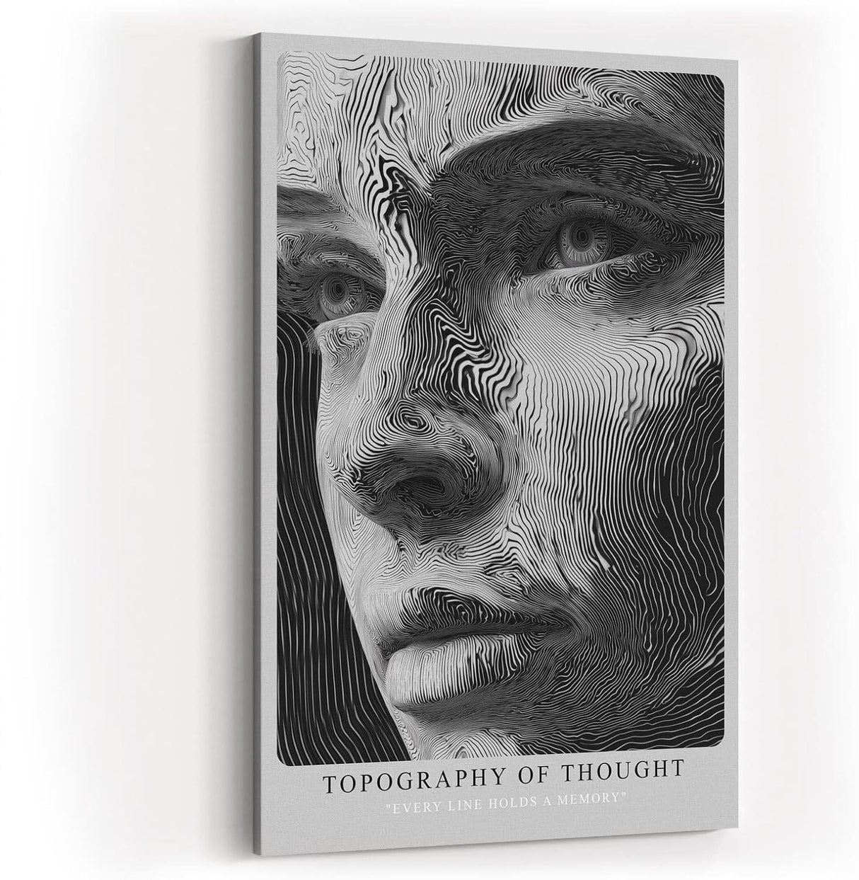 Paul Sinus Wandbild in 40x60cm Topography of Thought Linienportrait in Schwarzweiß