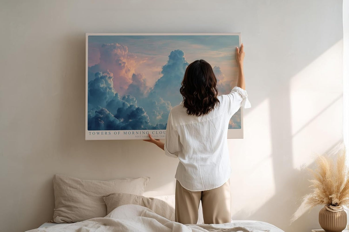 Paul Sinus Wandbild 120x80cm Towers of Morning Cloud Dramatische Wolkenformation Himmel Landschaft Kunst fuer Wohnzimmer Schlafzimmer und Büro