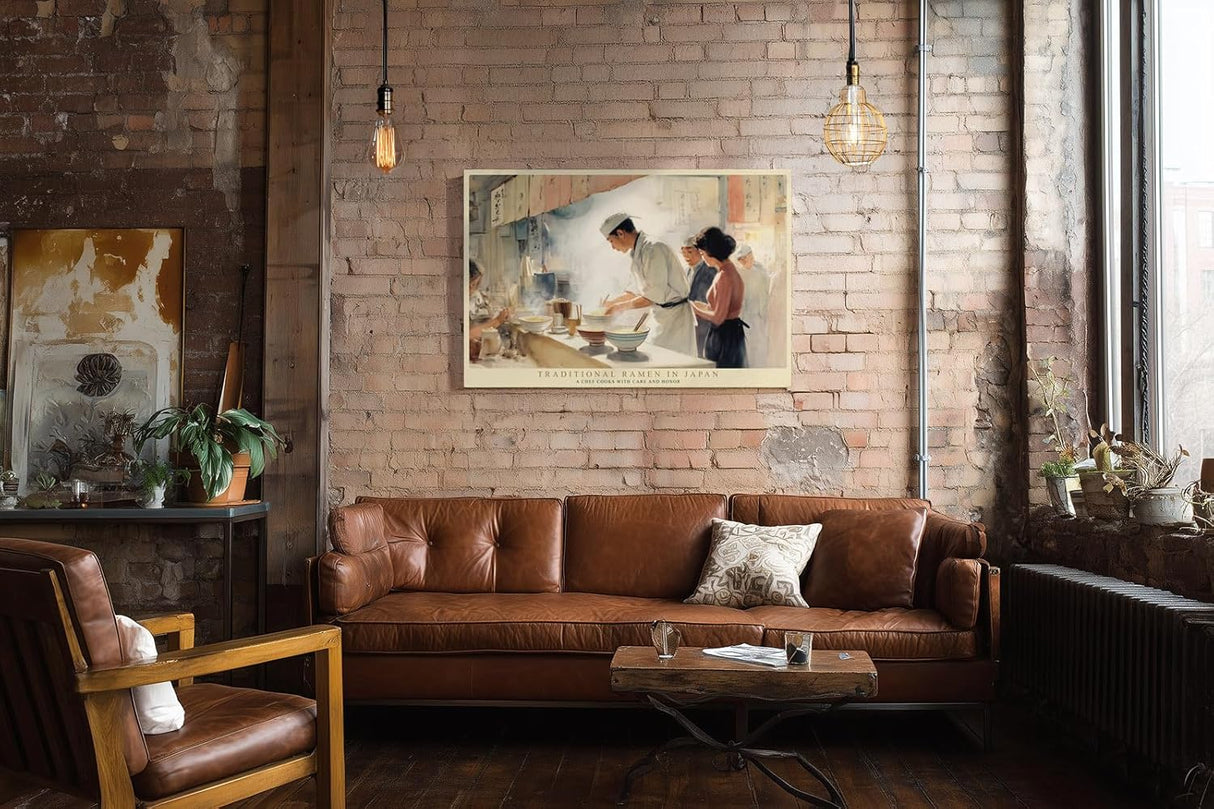 Paul Sinus Wandbild 120x80cm Traditionelle Ramen Küche – Japanische Kochszene mit authentischer Marktatmosphäre