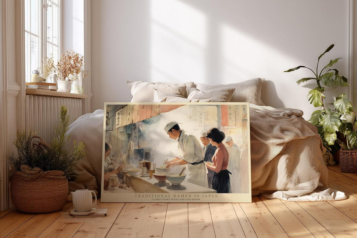 Paul Sinus Wandbild 120x80cm Traditionelle Ramen Küche – Japanische Kochszene mit authentischer Marktatmosphäre