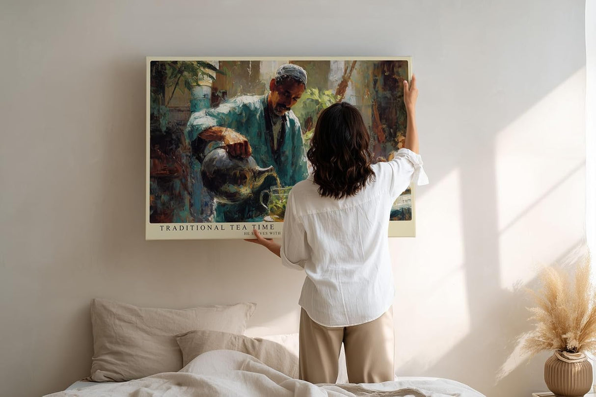 Paul Sinus Wandbild 120x80cm Traditionelle Teeszene – Atmosphärisches Motiv mit Teezeremonie und ruhiger Alltagskultur
