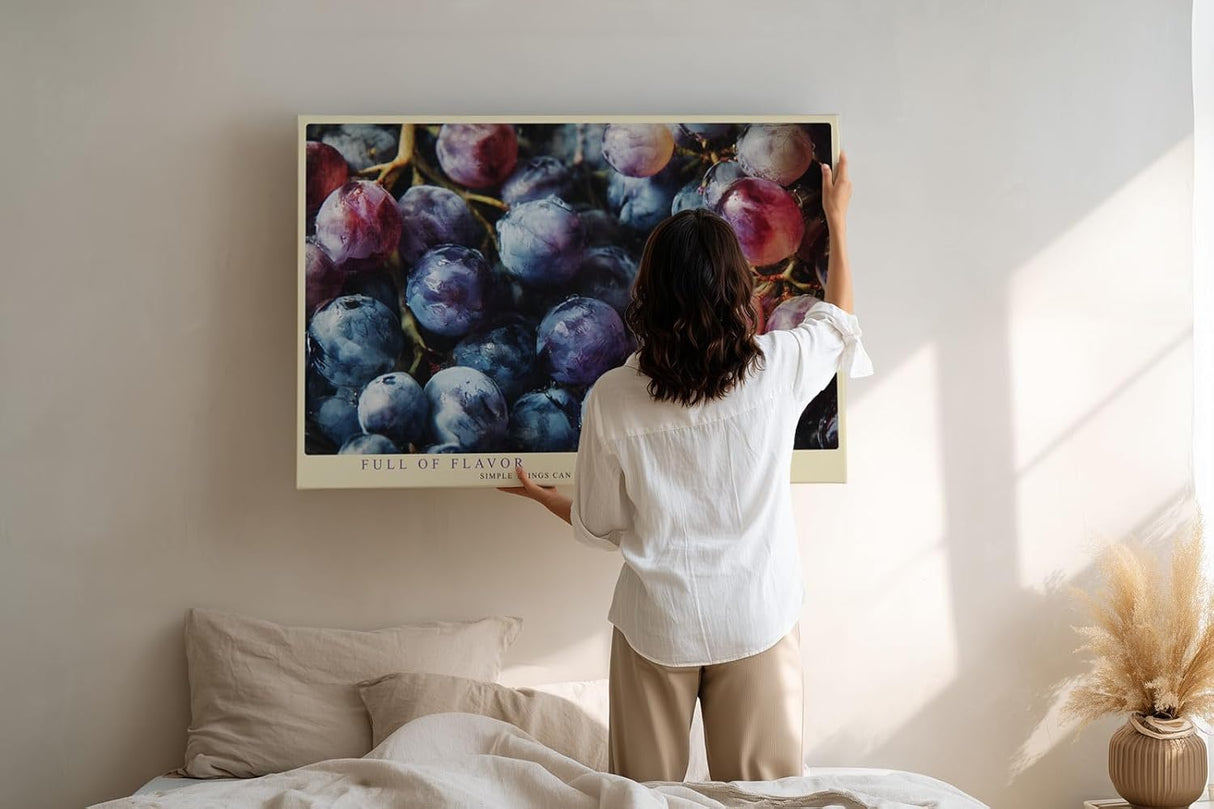 Paul Sinus Wandbild 120x80cm Trauben Stillleben Fruchtfotografie violett blau frische Kuche Wanddekoration fuer Wohnzimmer Esszimmer Kueche Büro