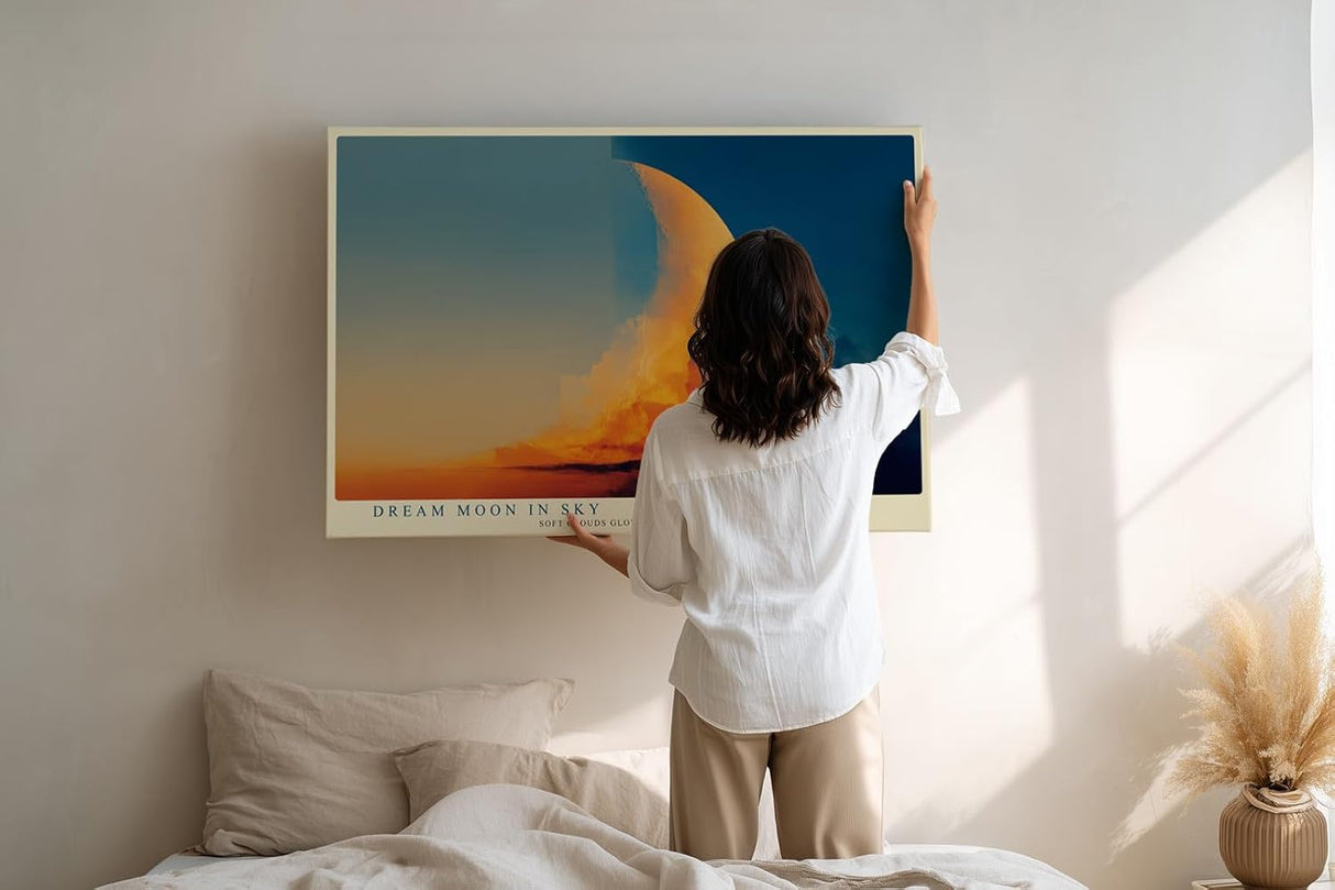 Paul Sinus Wandbild 120x80cm Traum Mond Himmel Wolken moderne kosmische Kunst Landschaft Kunstdruck stilvolle Wanddekoration fuer Wohnzimmer Schlafzimmer Büro