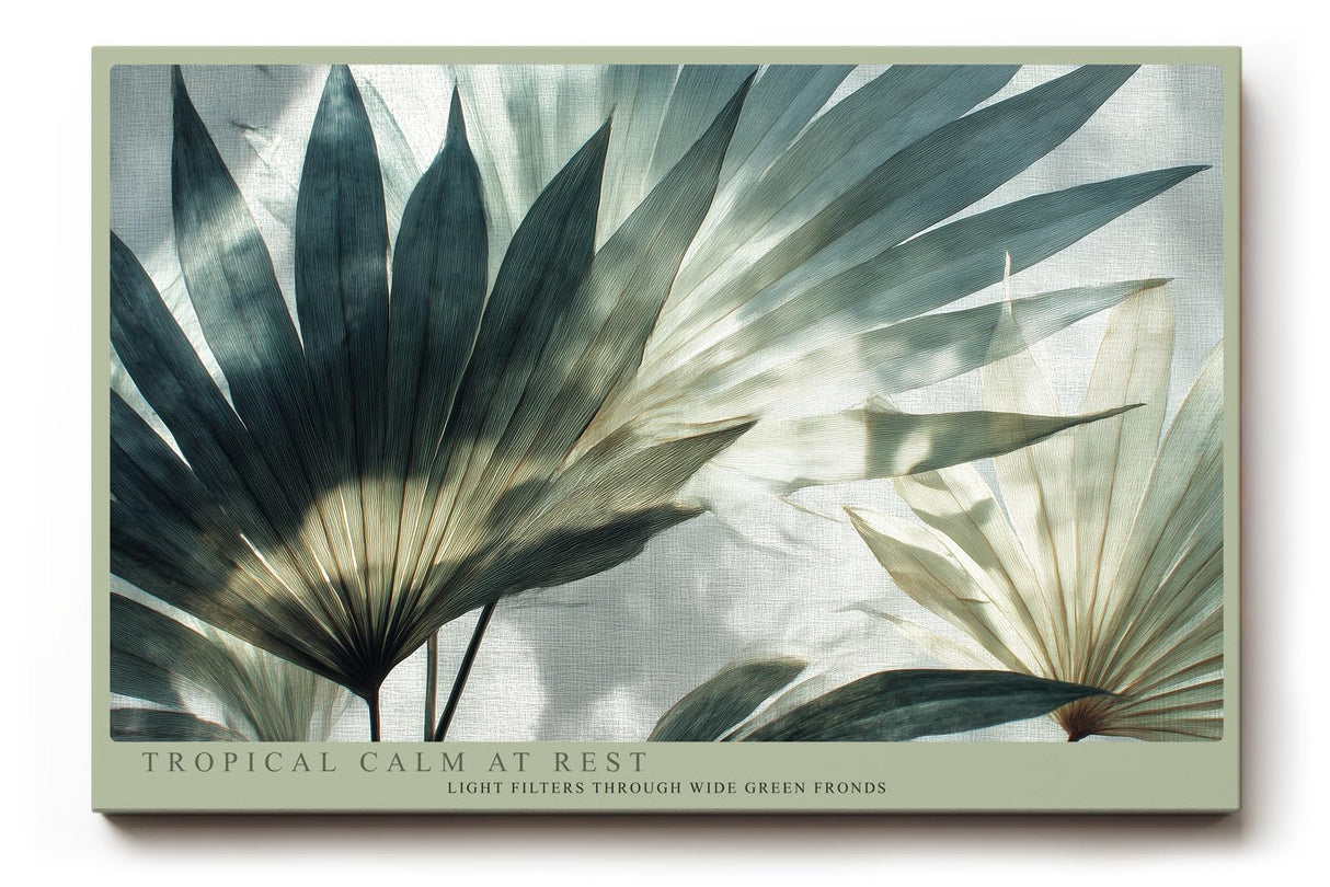 Paul Sinus Wandbild 120x80cm tropische Blaetter modern gruen beige botanische Kunst Kunstdruck grosses Wandbild 120x80cm ruhige Natur Wanddekoration fuer Wohnzimmer Büro