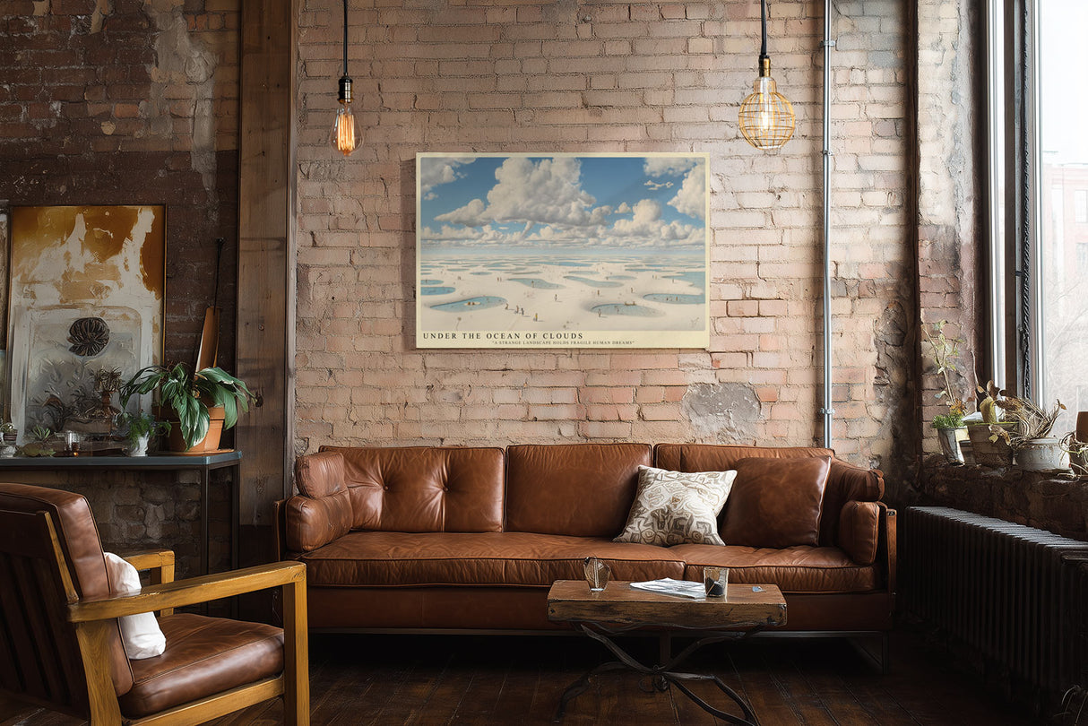 Paul Sinus Wandbild Under the Ocean of Clouds Surreale Landschaft mit Wasserbecken unter einer gewaltigen Wolkendecke – eine poetische Vision menschlicher Träume.