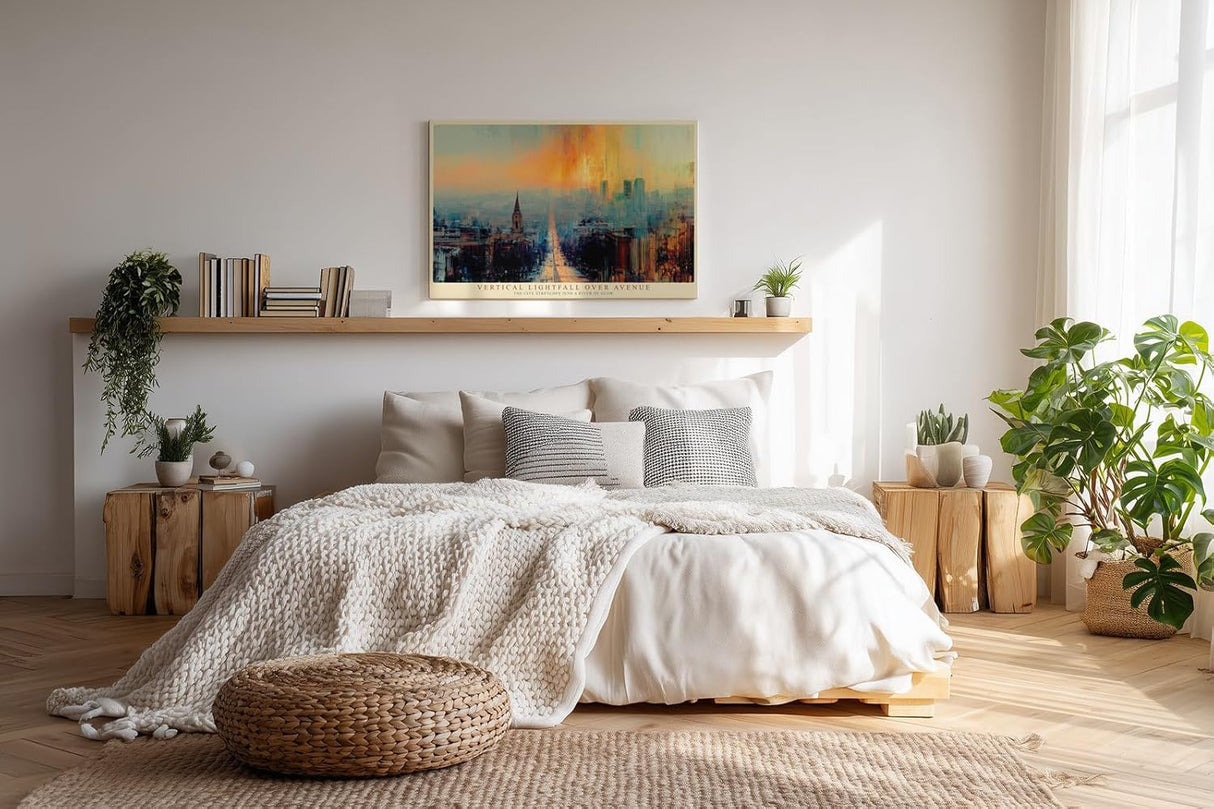 Paul Sinus Wandbild 120x80cm Vertical Lightfall over Avenue Moderne Stadtlandschaft mit Sonnenlicht Urbanes Kunstbild fuer Wohnzimmer und Büro