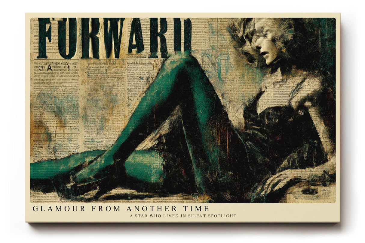Paul Sinus Wandbild 120x80cm Vintage Glamour Frau Retro Collage Modekunst in Beige Gruen Stilvolle Wanddekoration