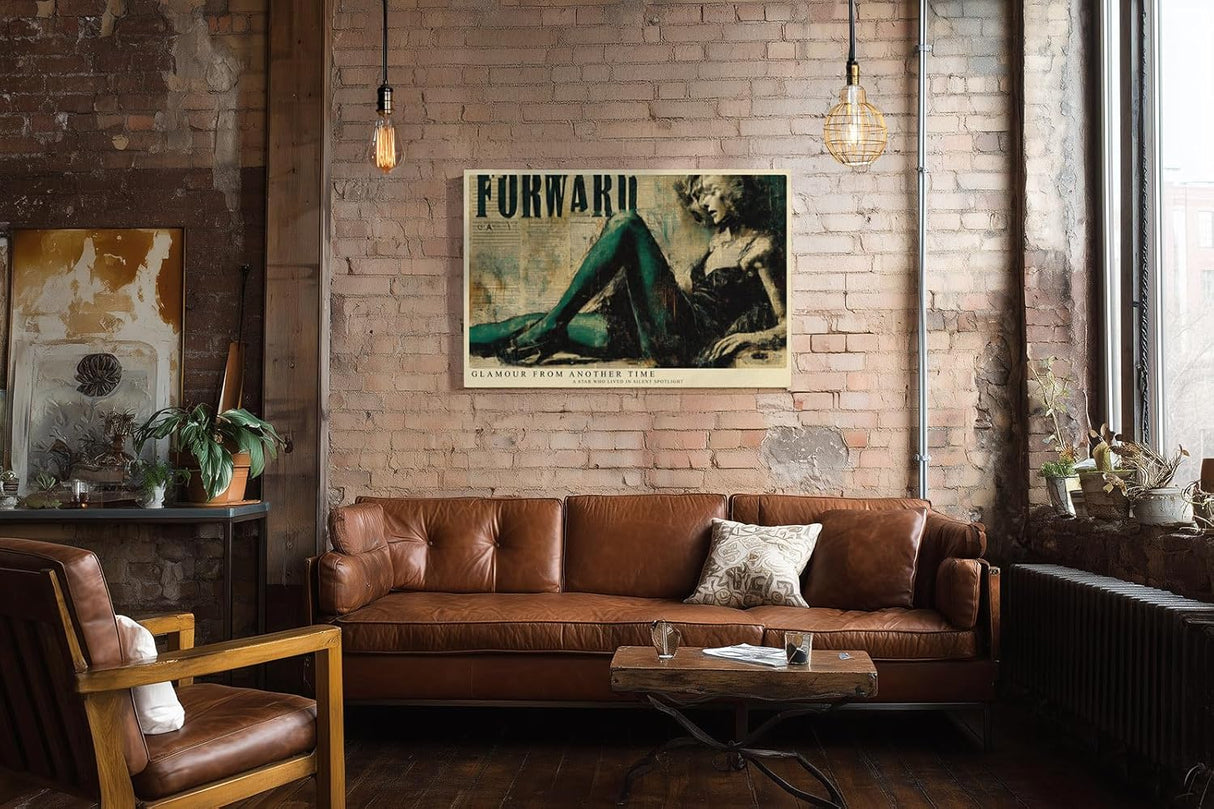 Paul Sinus Wandbild 120x80cm Vintage Glamour Frau Retro Collage Modekunst in Beige Gruen Stilvolle Wanddekoration