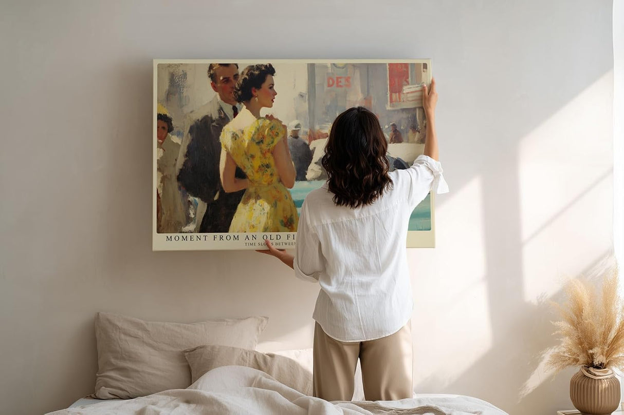 Paul Sinus Wandbild 120x80cm Vintage Paar Szene Stadt Kunst im Retro Stil für Wohnzimmer Schlafzimmer Büro
