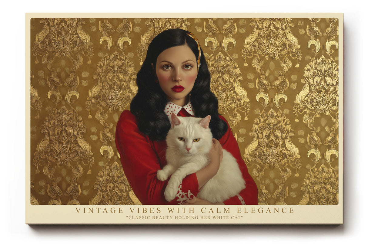 Paul Sinus Wandbild Vintage Vibes with Calm Elegance Classic Beauty with White Cat