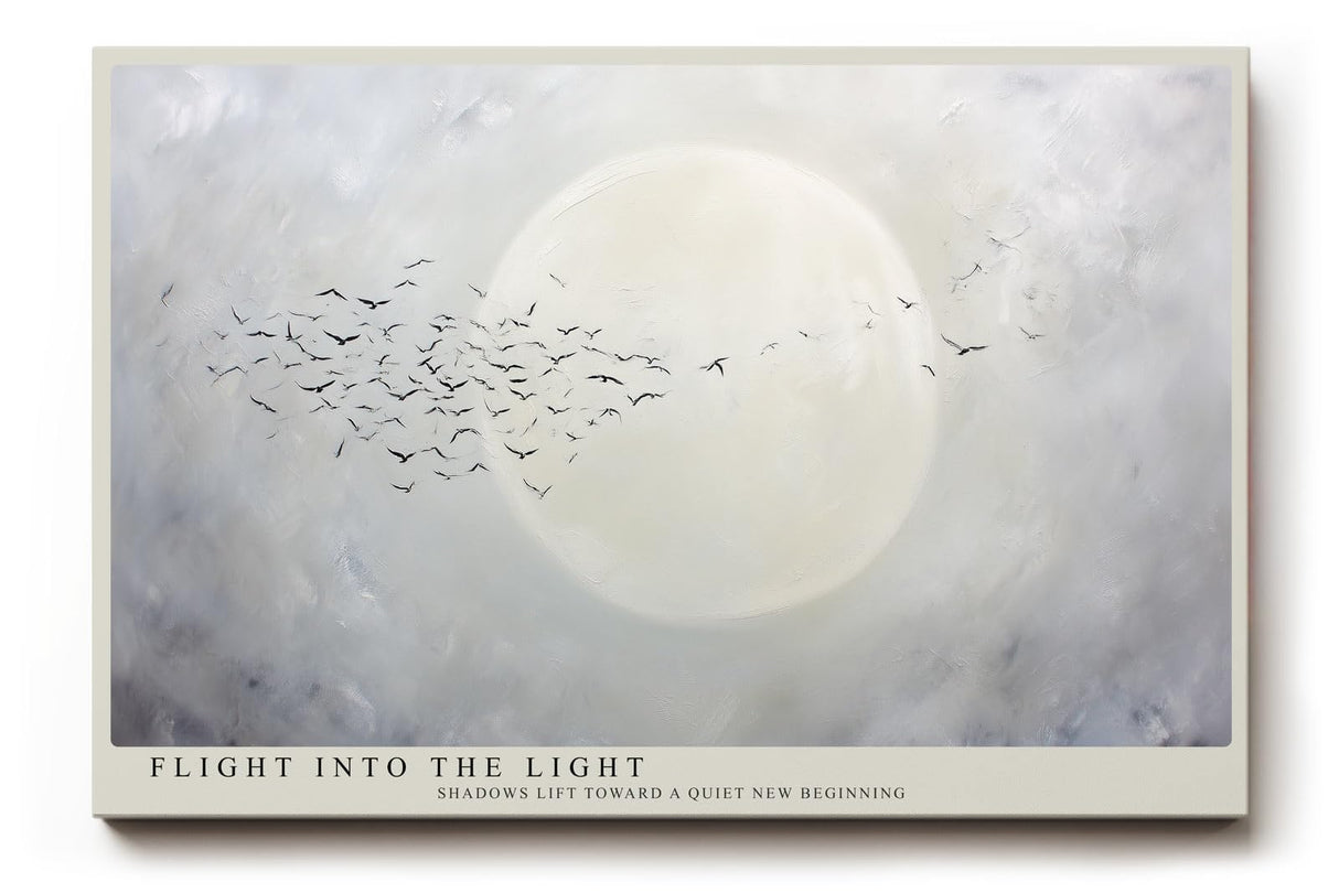 Paul Sinus Wandbild 120x80cm Voegel vor Mond minimalistische Himmelslandschaft ruhige Natur Kunst stilvolle Wanddekoration fuer Wohnzimmer Büro