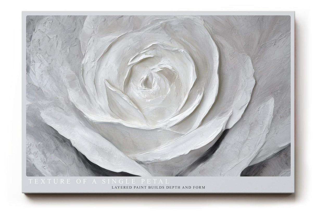 Paul Sinus Wandbild 120x80cm Weisse Rose Makro Kunstmotiv Abstrakte Blumenstruktur mit sanften Formen und moderner Eleganz