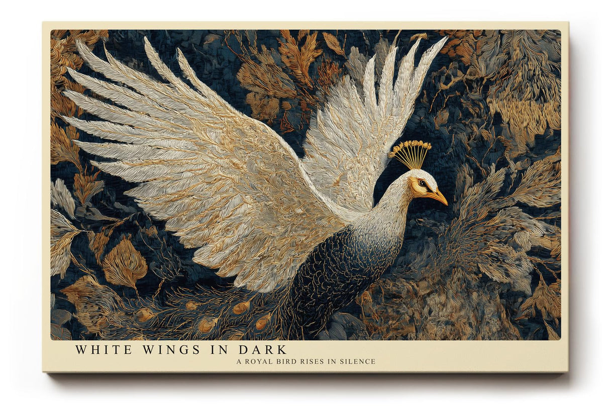 Paul Sinus Wandbild 120x80cm Weißer Pfau mit ausgebreiteten Flügeln – Elegante Tierkunst mit luxuriöser Naturkomposition