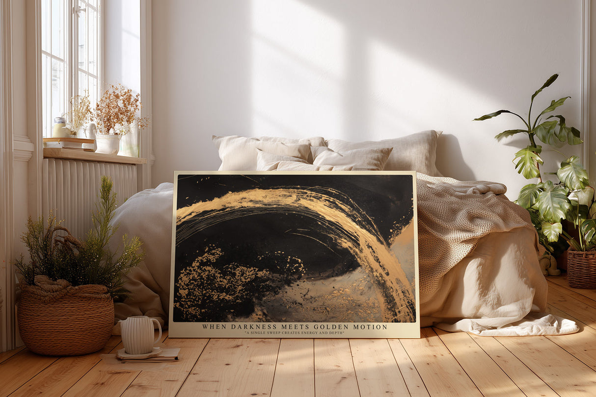 Paul Sinus Wandbild When Darkness Meets Golden Motion Abstract Energy
