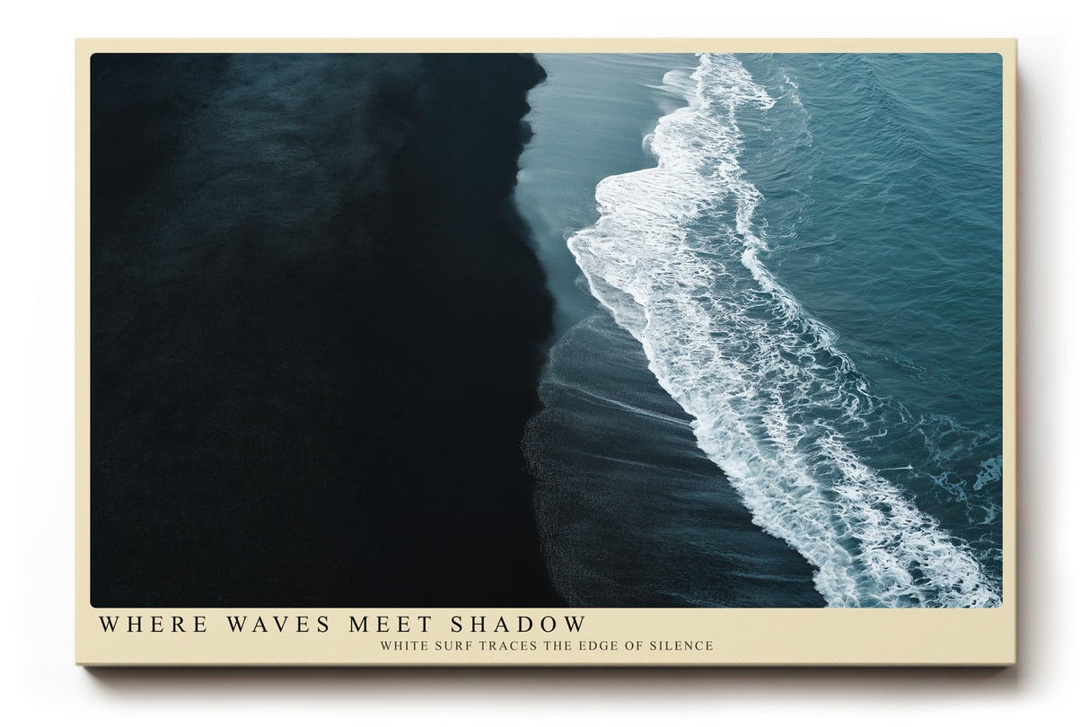 Paul Sinus Wandbild 120x80cm Where Waves Meet Shadow dramatische Küstenlinie Luftaufnahme Meer Kunst Poster für Wohnzimmer Büro