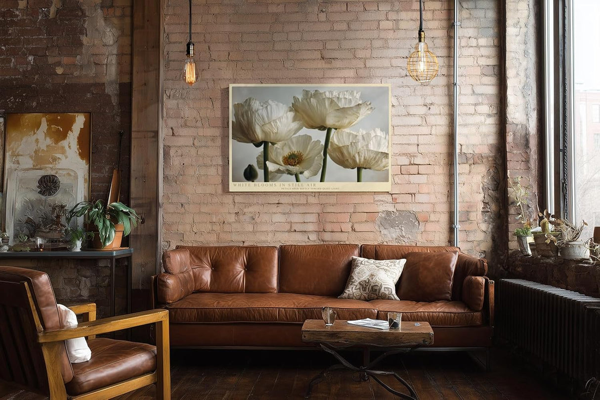 Paul Sinus Wandbild 120x80cm White Blooms in Still Air Elegante Weisse Blueten Fotokunst fuer Wohnzimmer Schlafzimmer und Büro