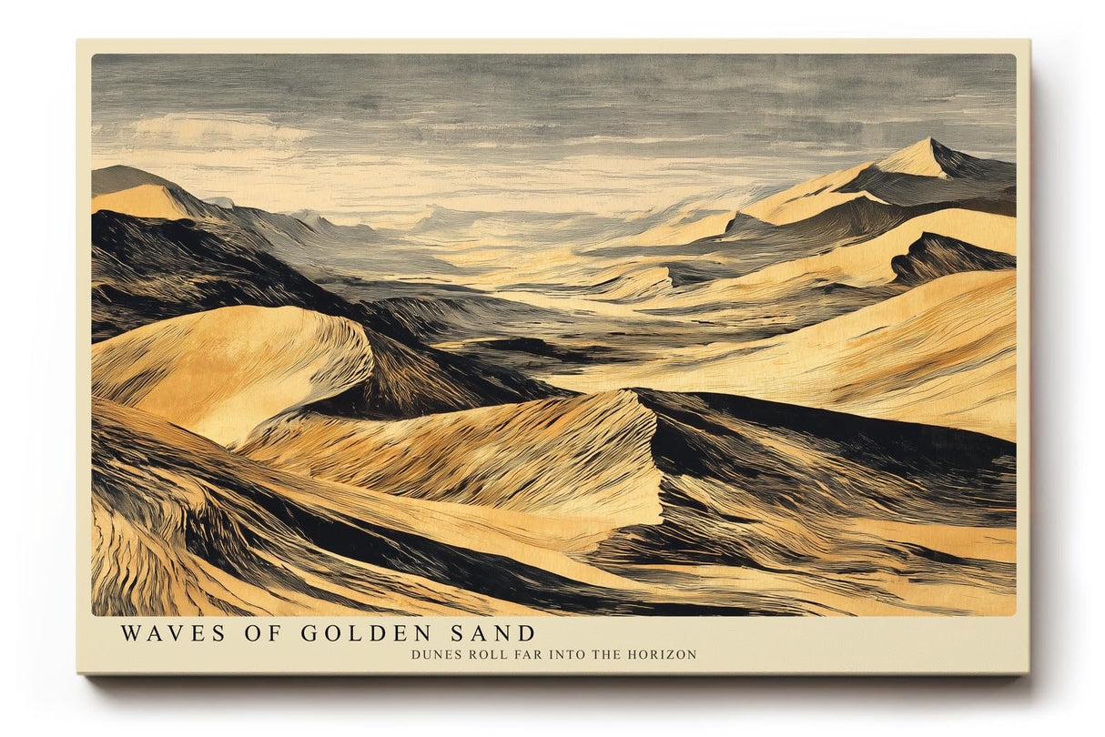 Paul Sinus Wandbild 120x80cm Wuestenlandschaft goldene Sandduenen moderne Landschaftskunst Kunstdruck grosses Wandbild 120x80cm warme Natur Wanddekoration fuer Wohnzimmer Büro