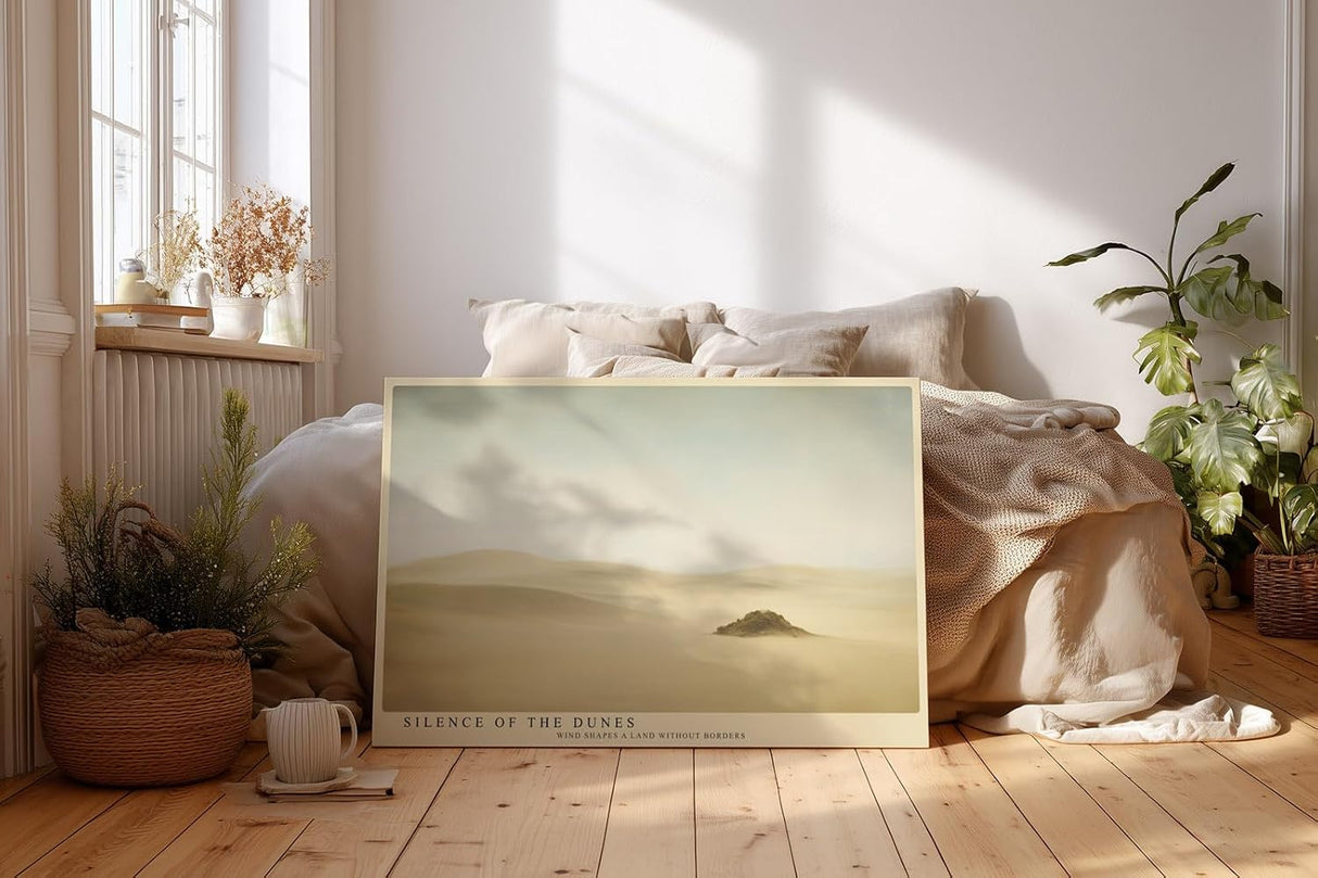 Paul Sinus Wandbild 120x80cm Wuestenlandschaft minimalistisch beige Sandduenen Natur Kunstdruck grosses Kunstbild ruhige Wanddekoration fuer Wohnzimmer Büro Flur