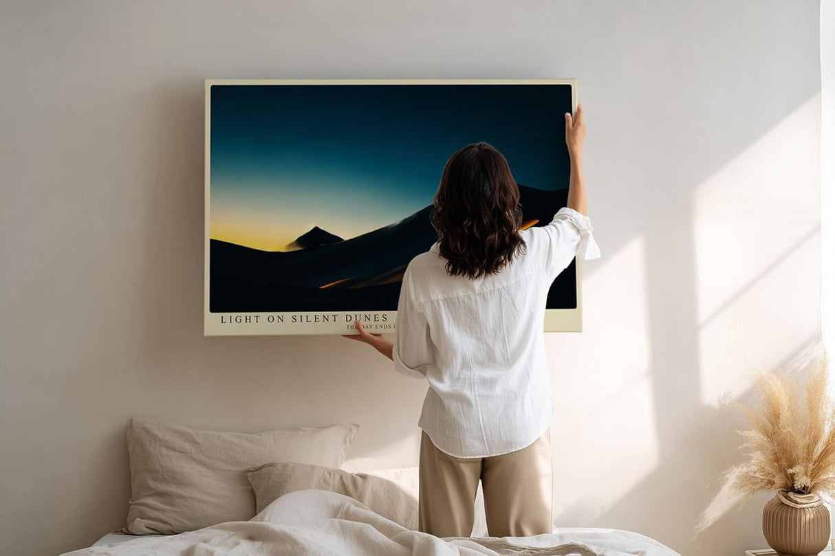 Paul Sinus Wandbild 120x80cm Wüste Sanddünen Sonnenlicht minimalistische Landschaft Fotokunst warmes Licht modernes Naturbild stilvolle