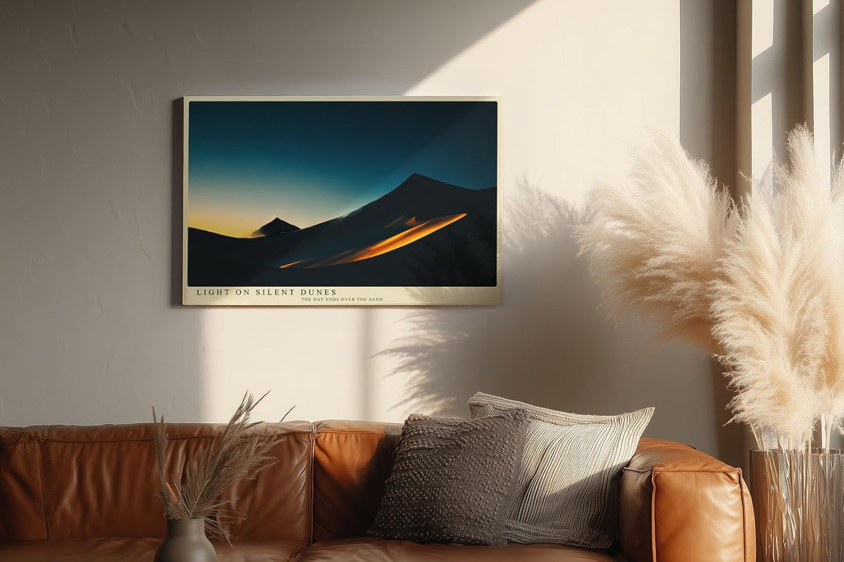 Paul Sinus Wandbild 120x80cm Wüste Sanddünen Sonnenlicht minimalistische Landschaft Fotokunst warmes Licht modernes Naturbild stilvolle
