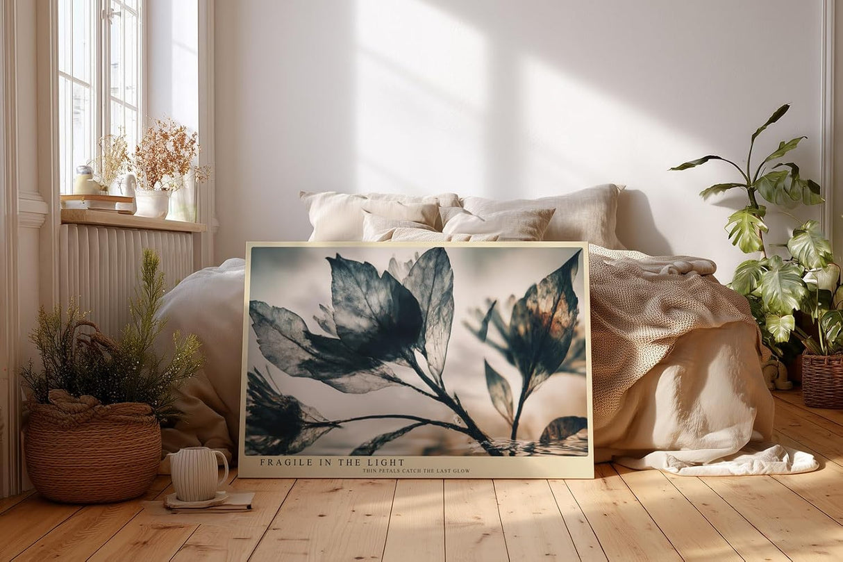 Paul Sinus Wandbild 120x80cm zarte Blaetter im Gegenlicht botanische Kunst minimalistische Naturfotografie stilvolle Wanddekoration fuer Wohnzimmer Büro