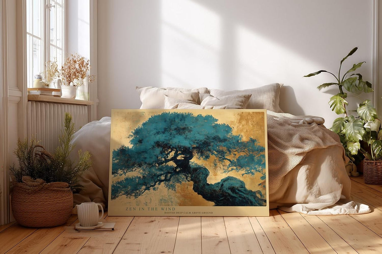 Paul Sinus Wandbild 120x80cm Zen Baum Abstrakte Naturkunst LeinWandbild 120x80cm Asiatische Landschaft Wanddekoration