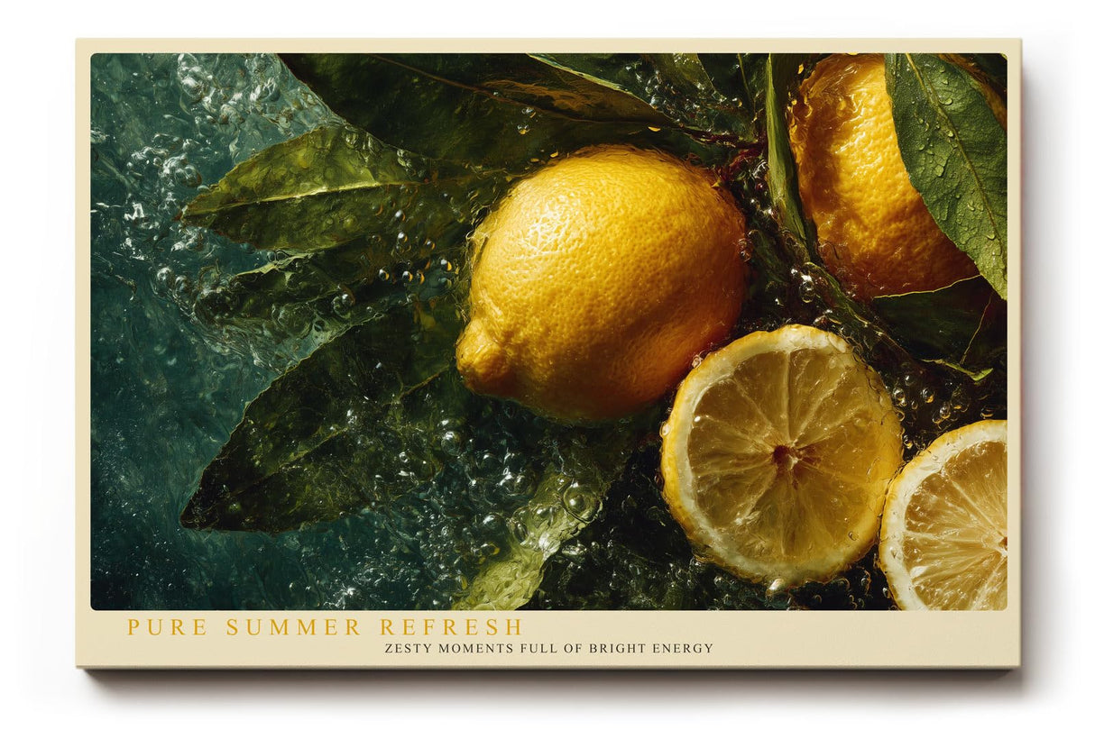 Paul Sinus Wandbild 120x80cm Zitronen Stillleben frische Fruechte im Wasser sommerliche Naturfotografie gelb gruene Farben moderne Kuechen Wanddekoration fuer Esszimmer Wohnzimmer
