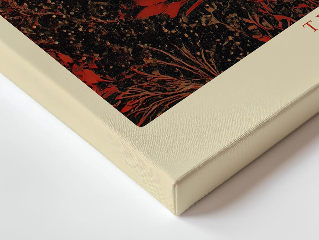Paul Sinus Wandbild 120x80cm zwei Pferde abstrakte Tierkunst rot beige moderne Pferdemalerei Kunstdruck grosses Wandbild 120x80cm elegante Wanddekoration fuer Wohnzimmer Büro