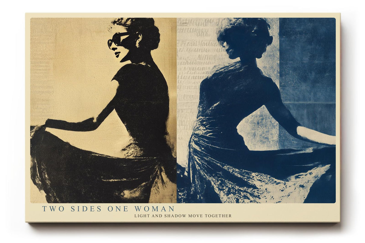 Paul Sinus Wandbild 120x80cm Zwei Seiten einer Frau – Künstlerisches Porträt mit Licht und Schatten im modernen Stil