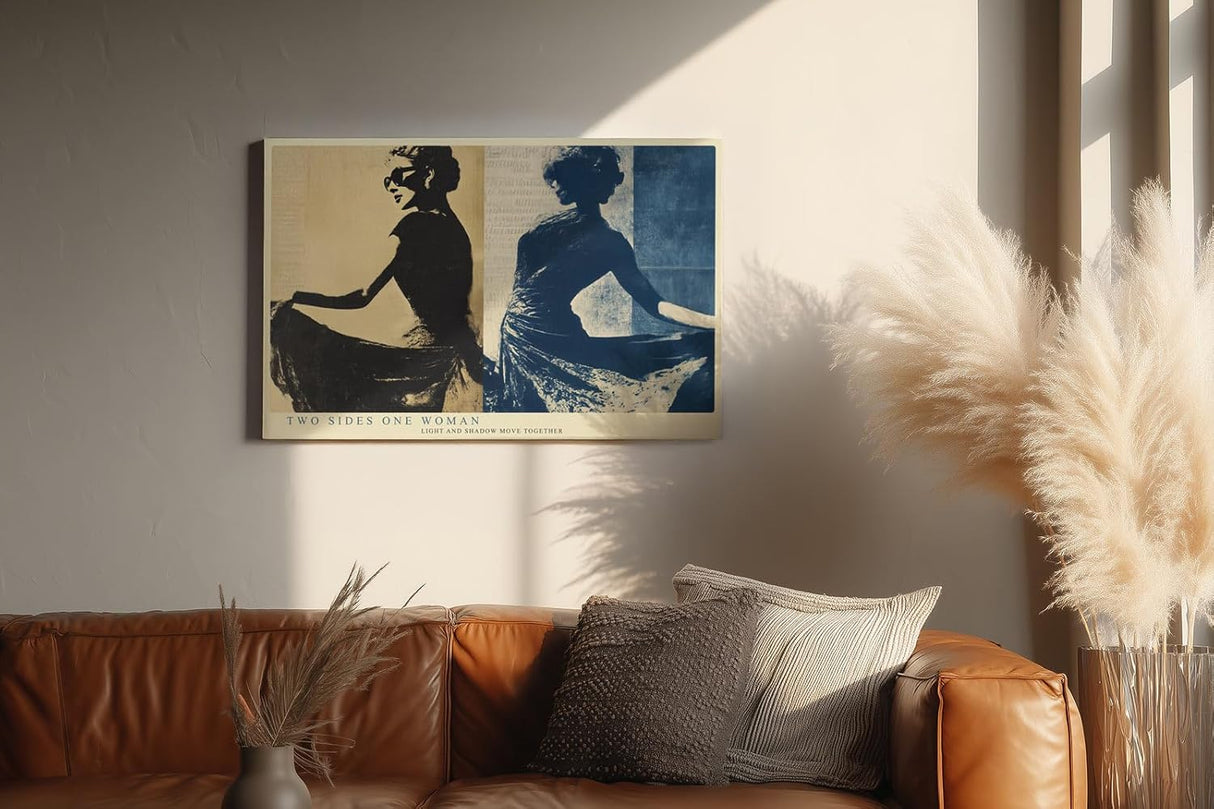 Paul Sinus Wandbild 120x80cm Zwei Seiten einer Frau – Künstlerisches Porträt mit Licht und Schatten im modernen Stil