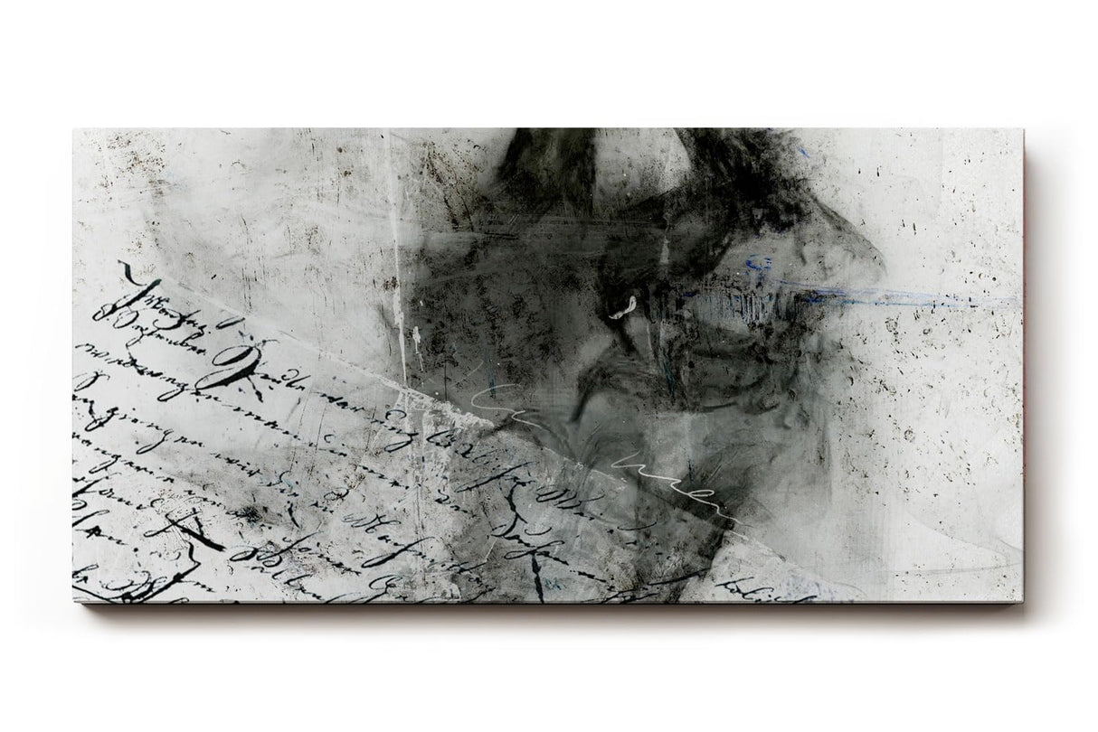 Sinus Art Wandbild 120x80cm Abstraktes Porträt, handschriftliche Elemente und rauchige Strukturen in Schwarzweiß