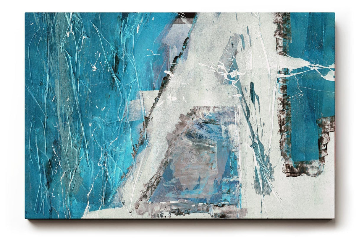 Sinus Art Wandbild 120x80cm Blaue und weiße Flächen mit pastösen Strukturen und expressiven Linien