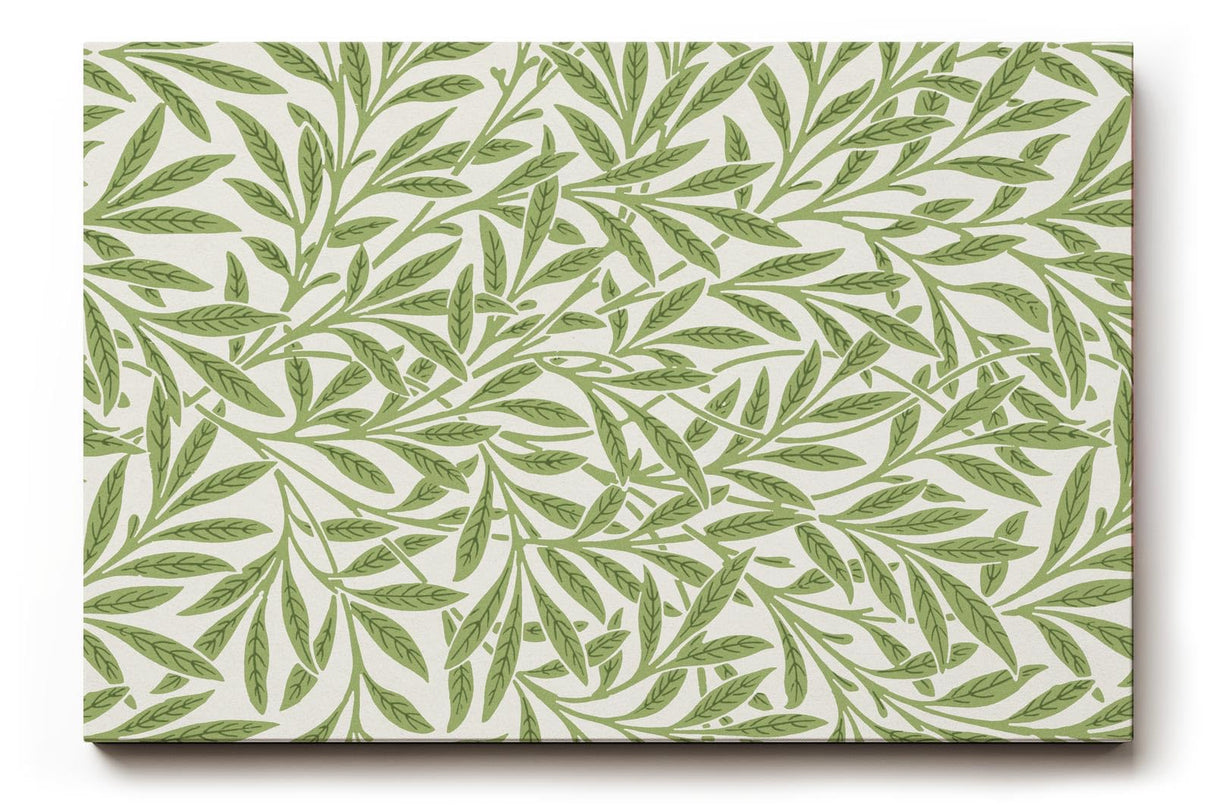 Sinus Art Wandbild 120x80cm Feines Muster aus grünen Blättern auf hellem Grund für natürliche Leichtigkeit