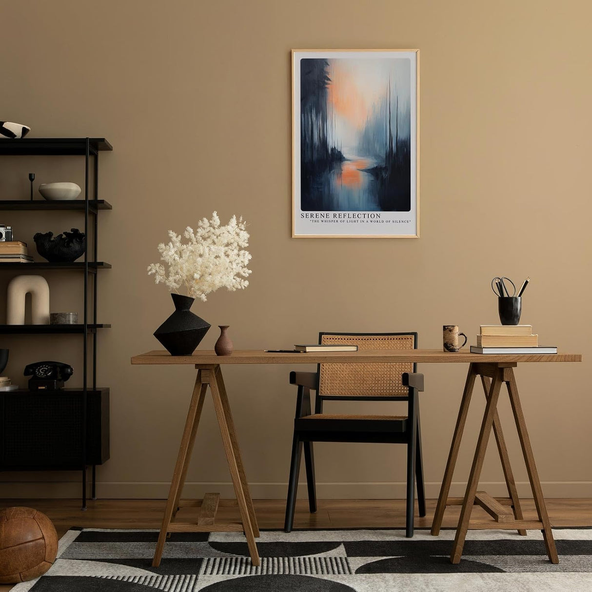 Paul Sinus Leinwandbild 40x60cm Spiegel der Stille – Mystische Waldlandschaft mit nebelverhangenem Wasser und sanfter Lichtspiegelung