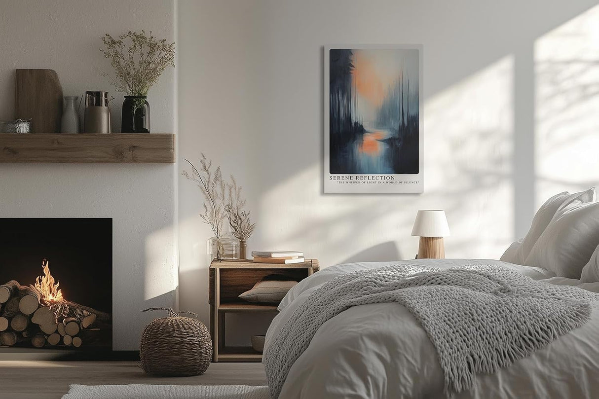 Paul Sinus Leinwandbild 40x60cm Spiegel der Stille – Mystische Waldlandschaft mit nebelverhangenem Wasser und sanfter Lichtspiegelung