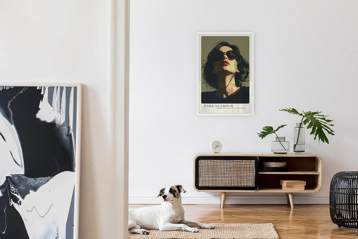 Paul Sinus Leinwandbild 60x90cm stilvolle Frau mit Sonnenbrille in ausdrucksstarker Lichtstimmung – kunstvolles Leinwandbild für moderne Raumgestaltung